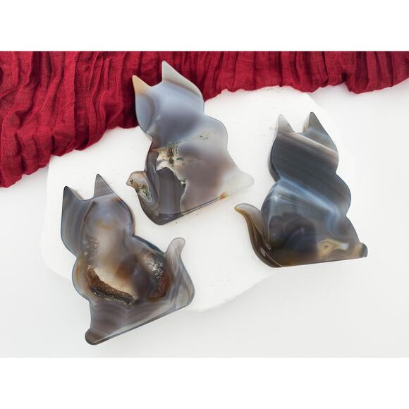 Druzy Agate Cat Crystal Carving - Picture 8 of 9